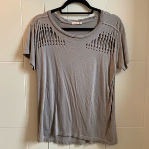 Gray tee with cutouts